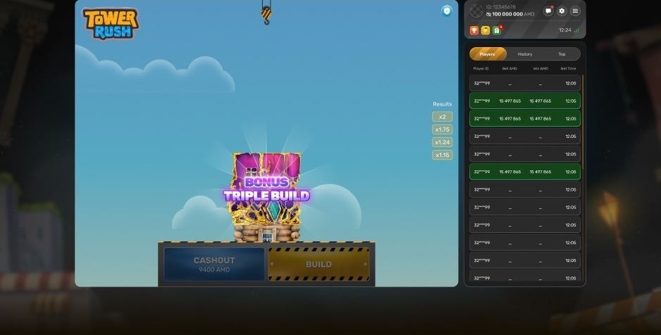 Tower Rush Bonusmodus Triple Build mit Schatztruhen-Etage